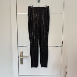 Black Sequin Stretch Pants - Women's Evening Trousers